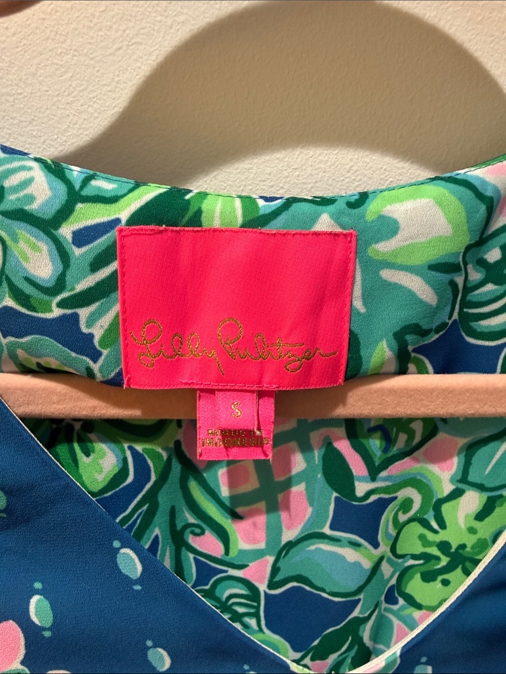 Lilly Pulitzer Navy, Green & Pink V-Neck Tropical Dress - Picture 2 of 6
